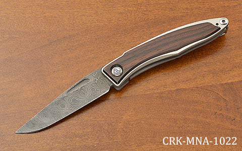 Mnandi, Macassar Ebony Wood Inlays, Raindrop Damascus – Nordic Knives