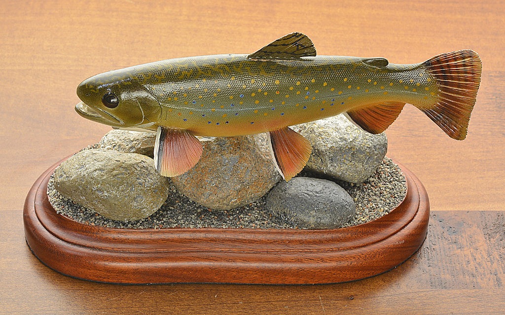 Brook Trout Carving with Randall Model 8 Style Miniature