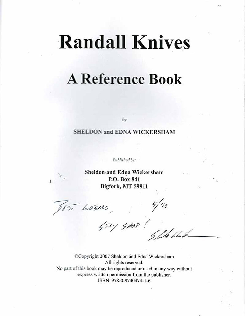 Randall Knives - A Reference Book - Autographed Edition