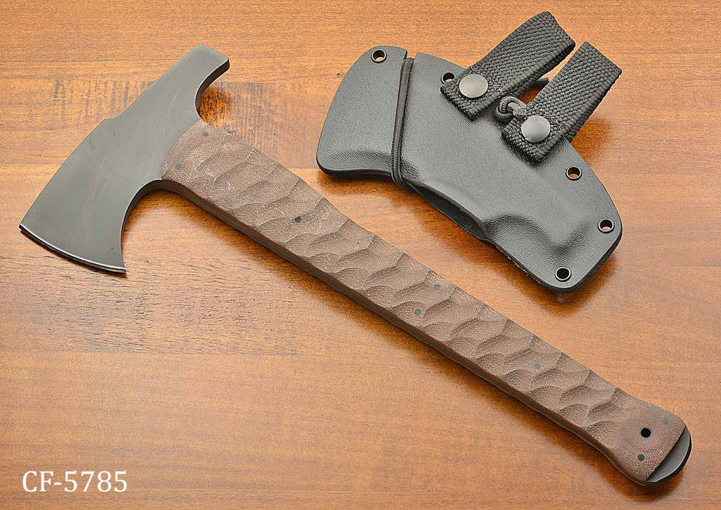 Hammer Combat Axe - Sculpted Brown Micarta