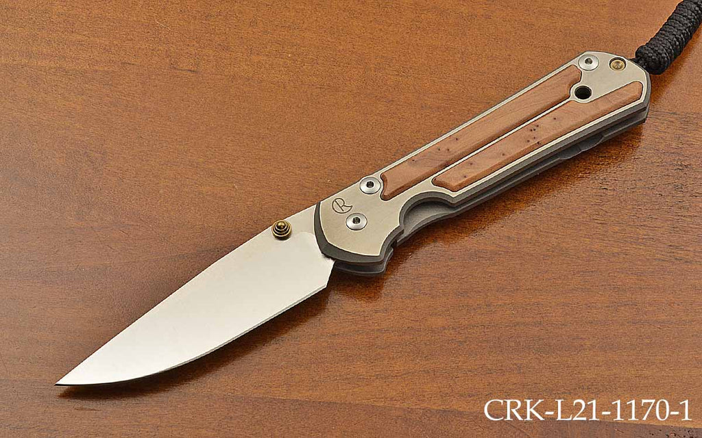 Large Sebenza 21 Drop Point Thuya Wood Inlay S35VN