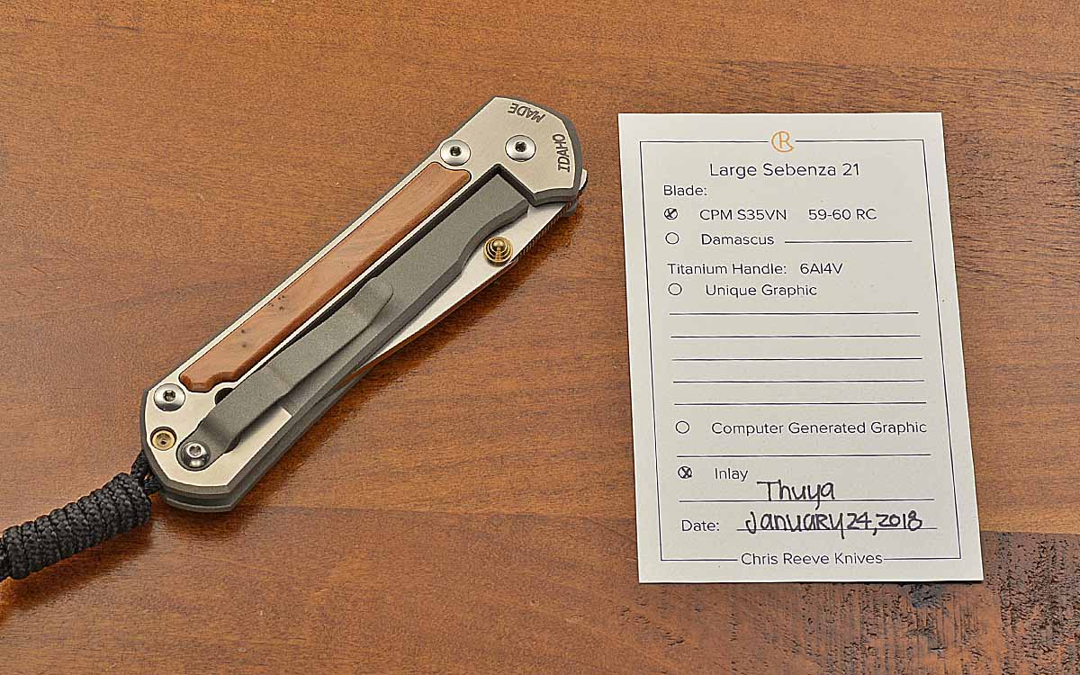 Large Sebenza 21 Drop Point Thuya Wood Inlay S35VN – Nordic Knives Large Sebenza 21 Drop Point Thuya Wood Inlay S35VN – Nordic Knives