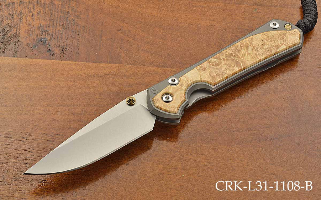 Large Sebenza 31 Drop Point Box Elder Inlays Magnacut