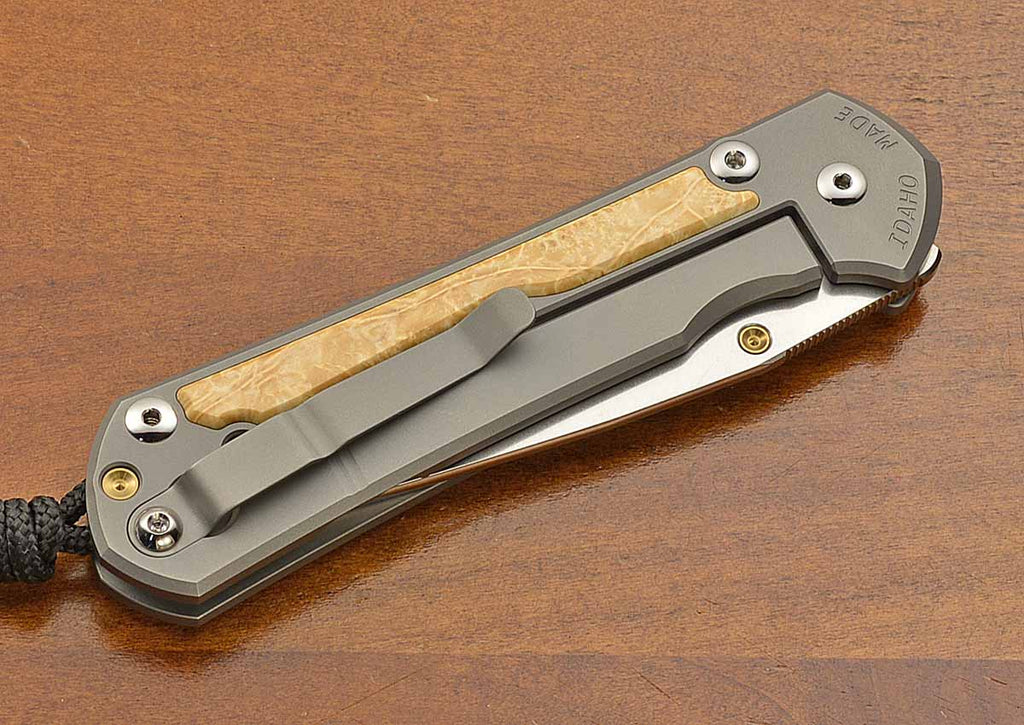 Large Sebenza 31 Drop Point Box Elder Inlays Magnacut