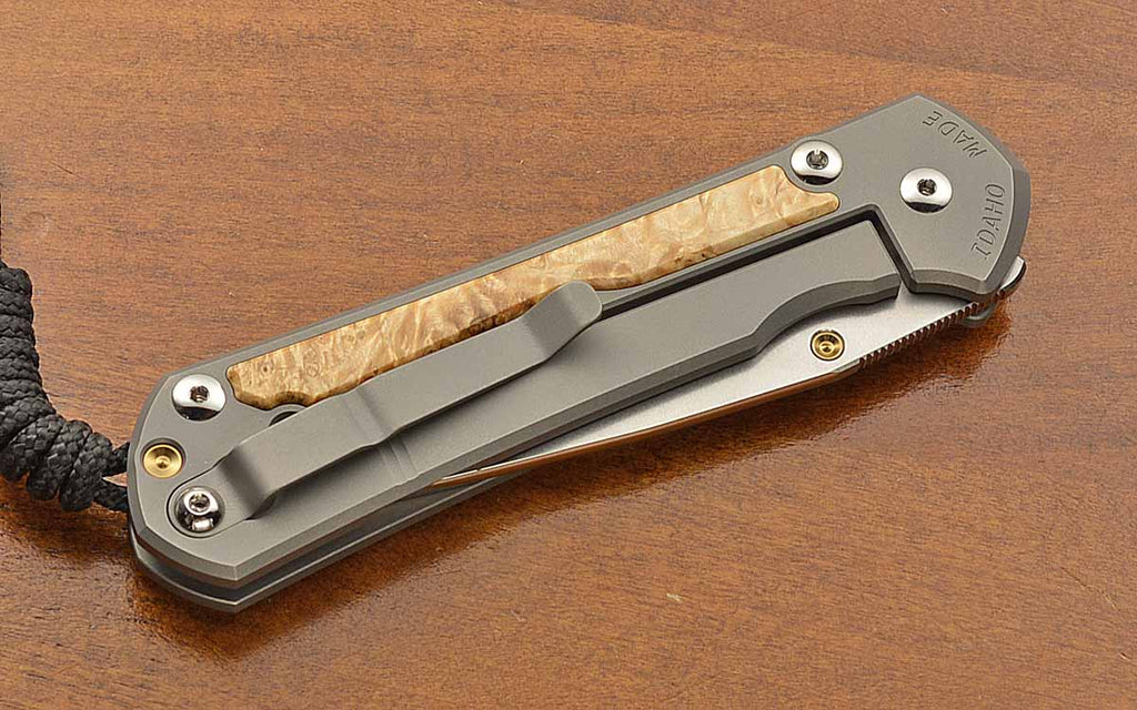 Large Sebenza 31 Drop Point Box Elder Inlays Magnacut