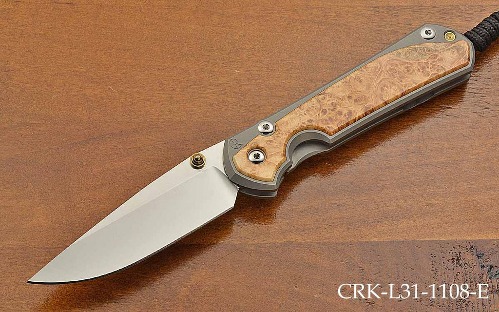 Large Sebenza 31 Drop Point Box Elder Inlays Magnacut