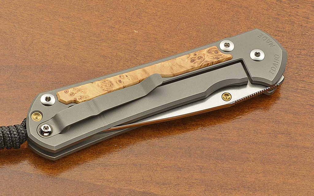 Large Sebenza 31 Drop Point Box Elder Inlays Magnacut