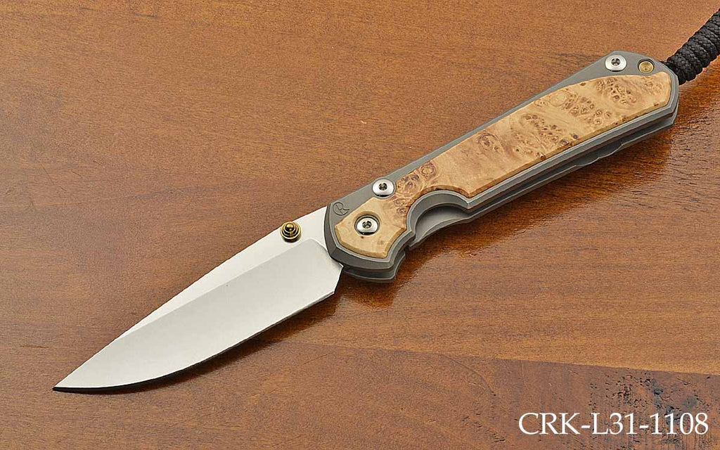 Large Sebenza 31 Drop Point Box Elder Inlays Magnacut