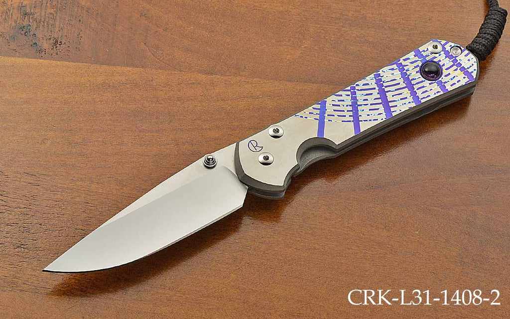 Pre-Owned Large Sebenza 31 Unique Graphic MagnaCut Amethyst Inlay