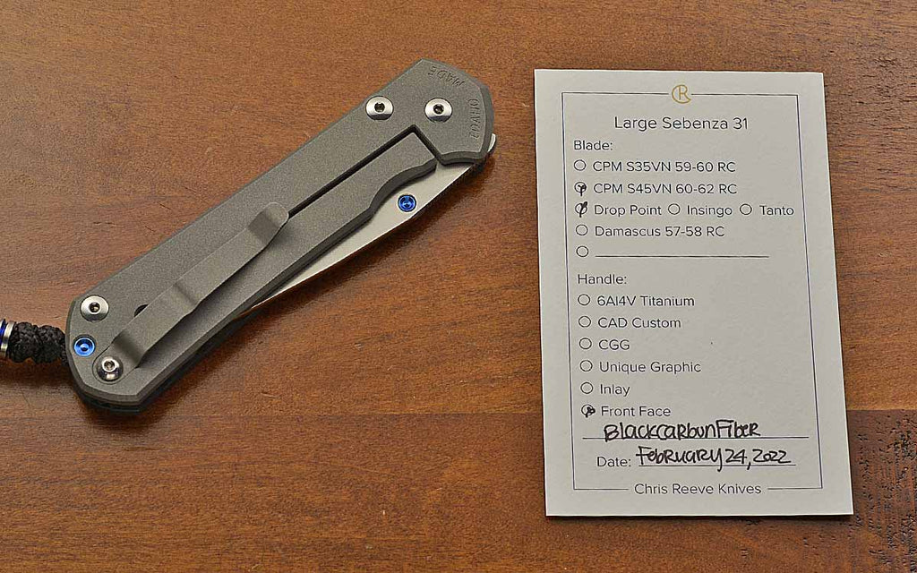 Knife Art Large Sebenza 31 Drop Point Carbon Fiber S45VN