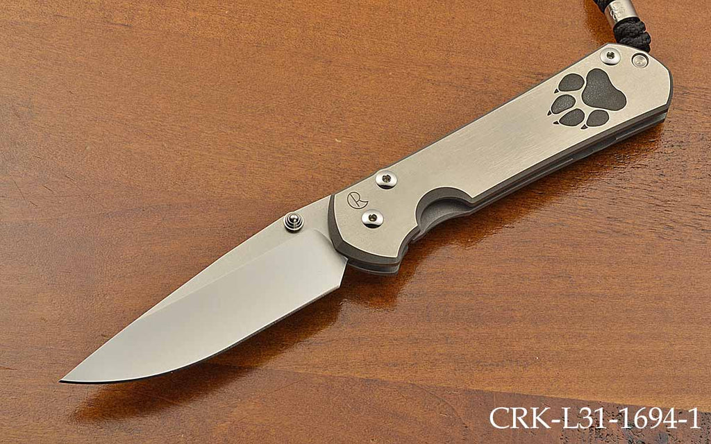 Large Sebenza 31 Drop Point Black Dog Paw Graphic