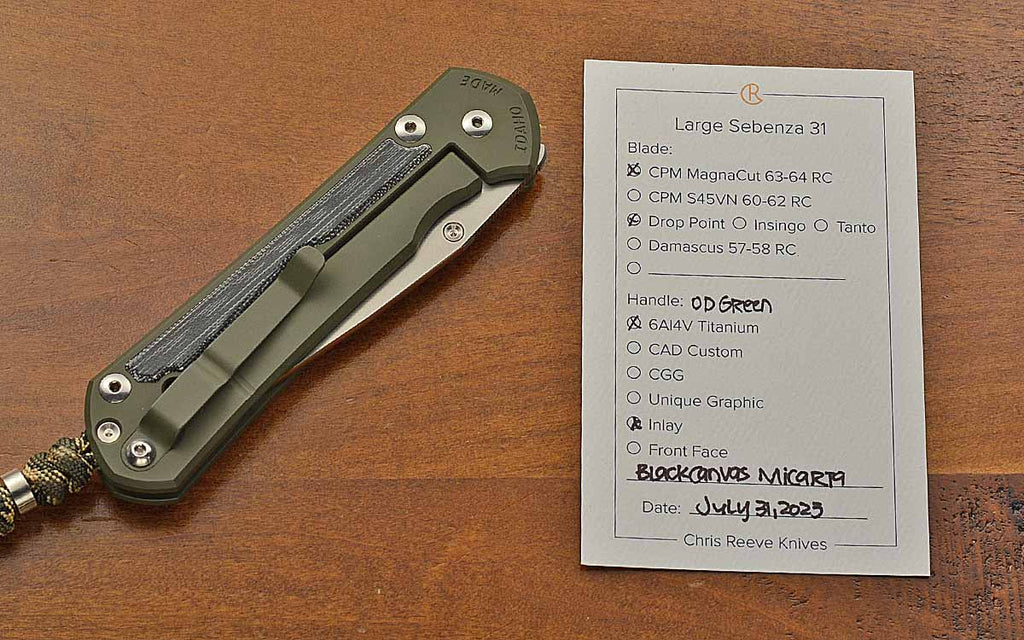 Northwest Knives Exclusive Large Sebenza 31 Drop Point OD Green Cerakote MagnaCut
