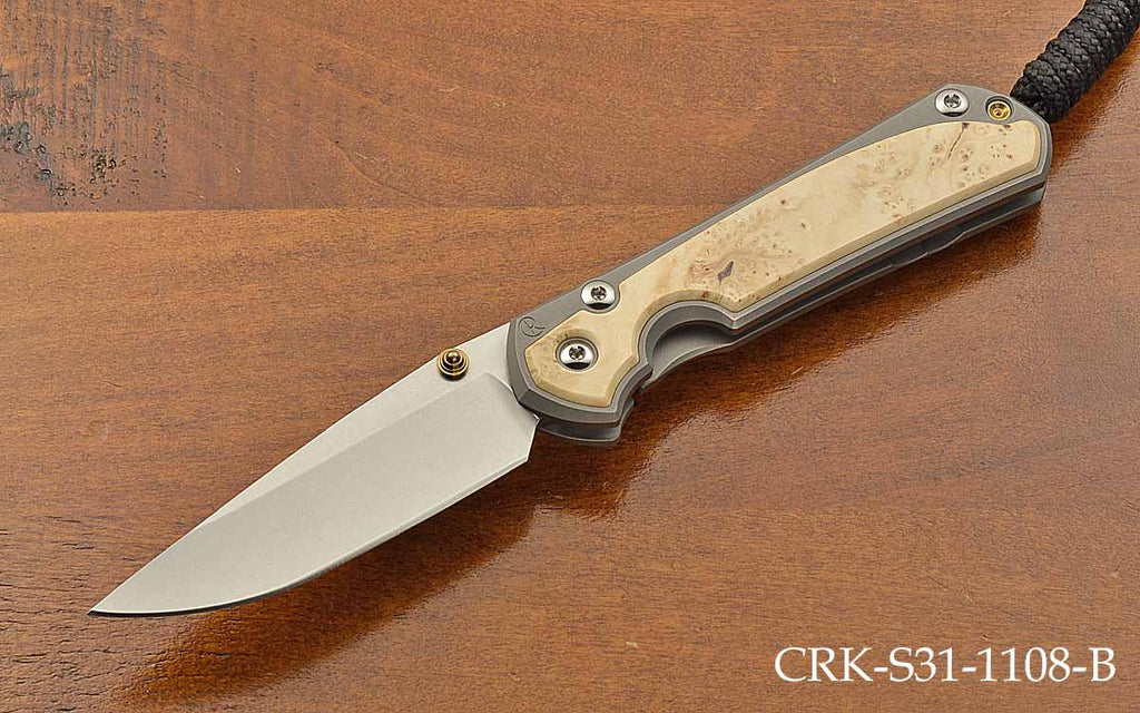 Small Sebenza 31 Drop Point Box Elder Inlay MagnaCut