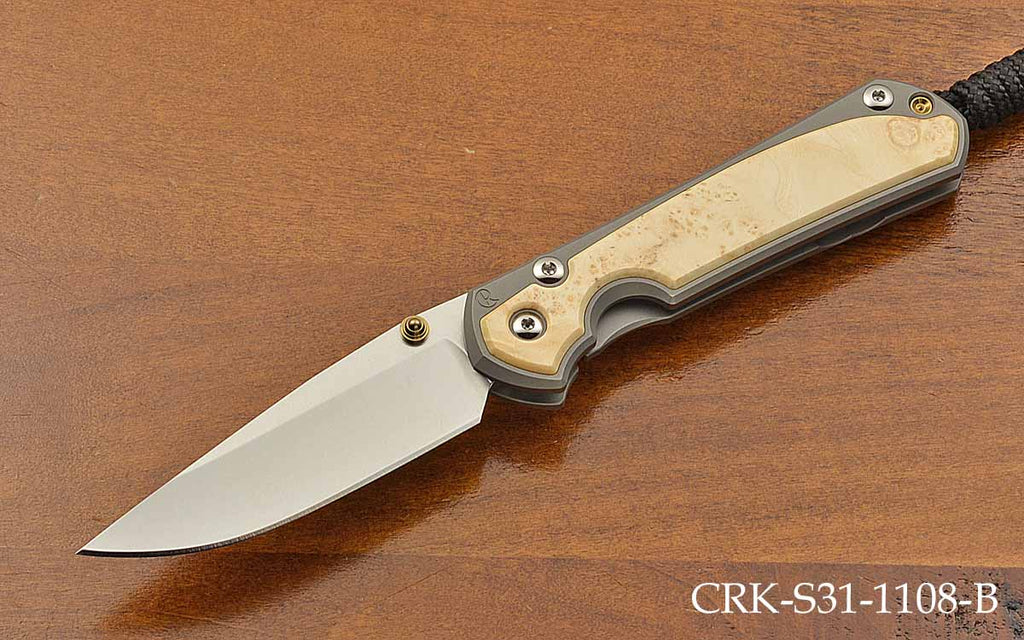Small Sebenza 31 Drop Point Box Elder Inlay MagnaCut