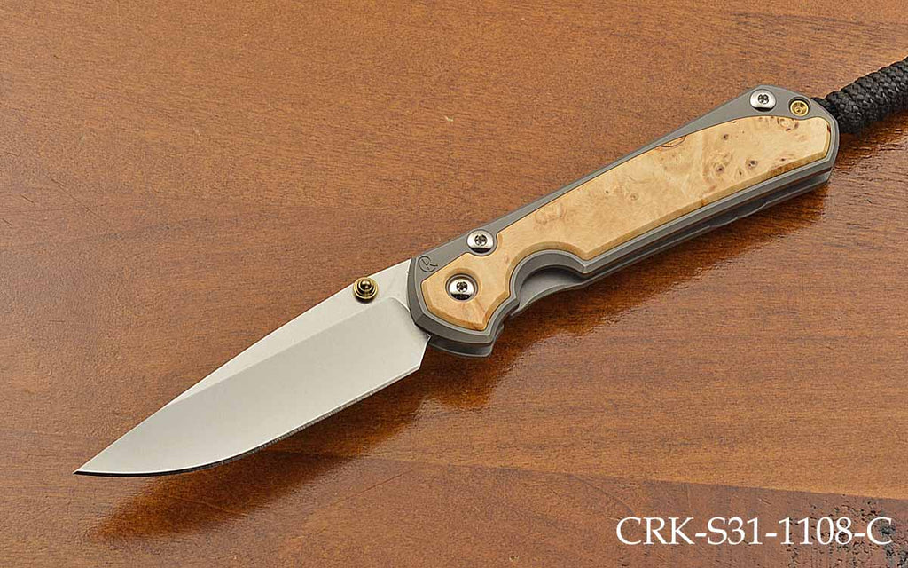 Small Sebenza 31 Drop Point Box Elder Inlay MagnaCut