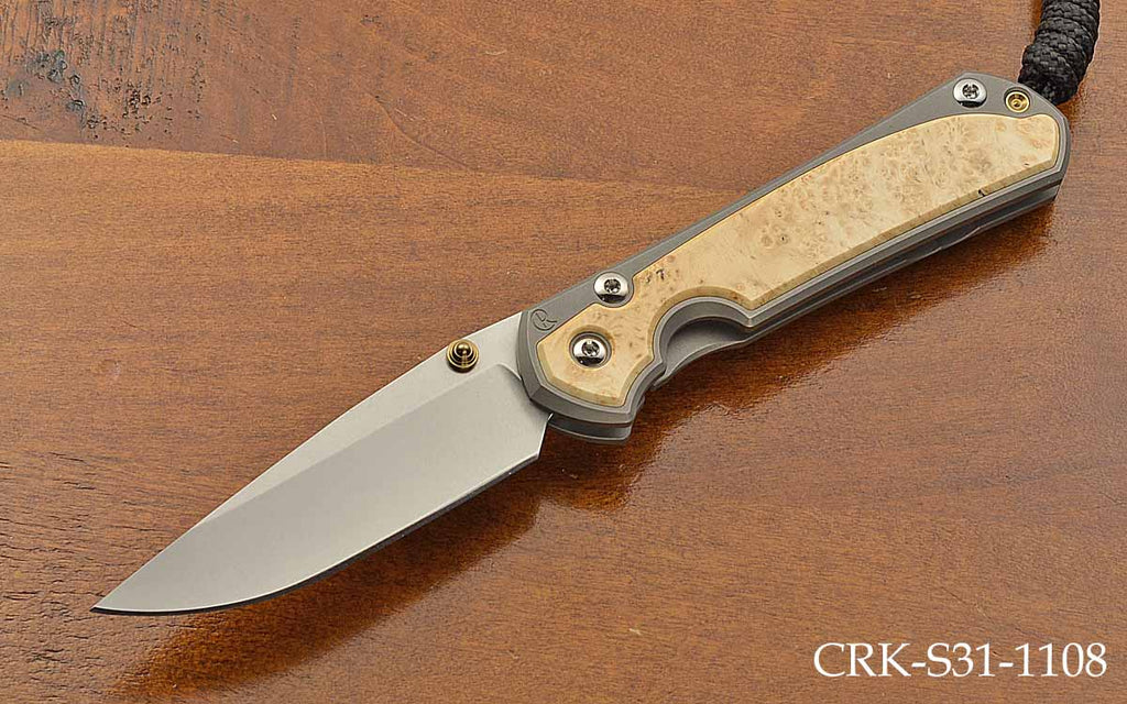 Small Sebenza 31 Drop Point Box Elder Inlay MagnaCut