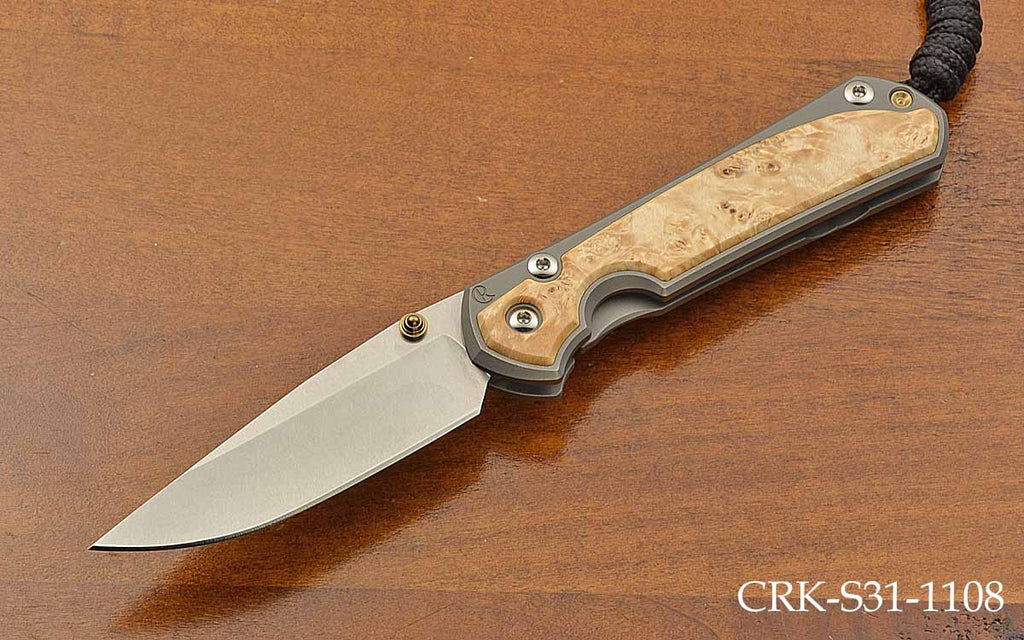 Small Sebenza 31 Drop Point Box Elder Inlay MagnaCut