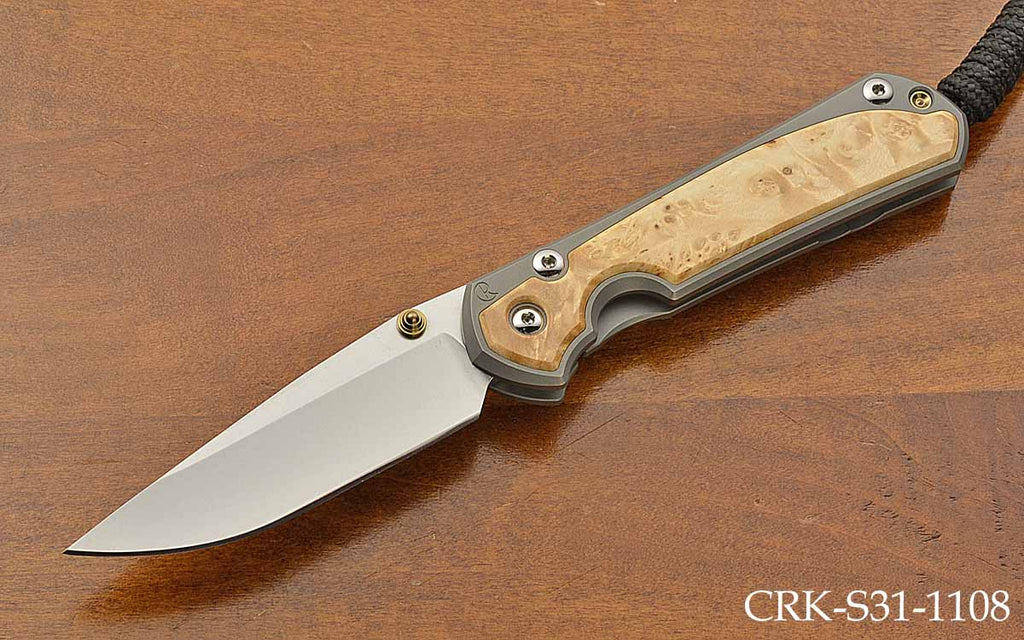 Small Sebenza 31 Drop Point Box Elder Inlay MagnaCut