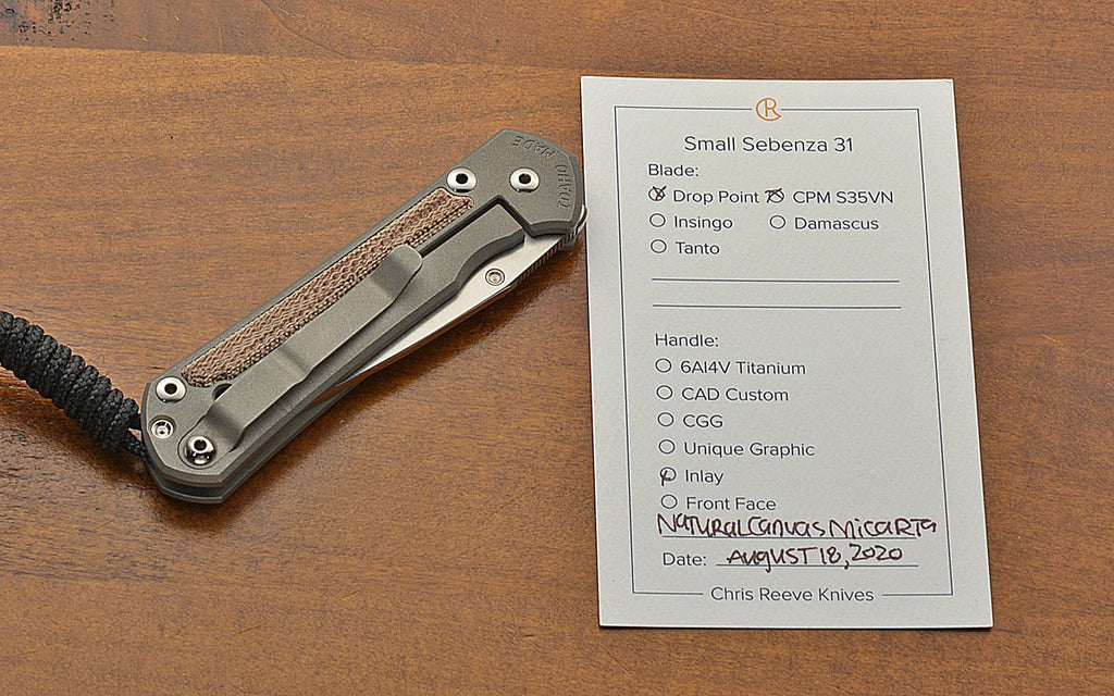 Pre-Owned Small Sebenza 31 Drop Point Natural Canvas Inlay