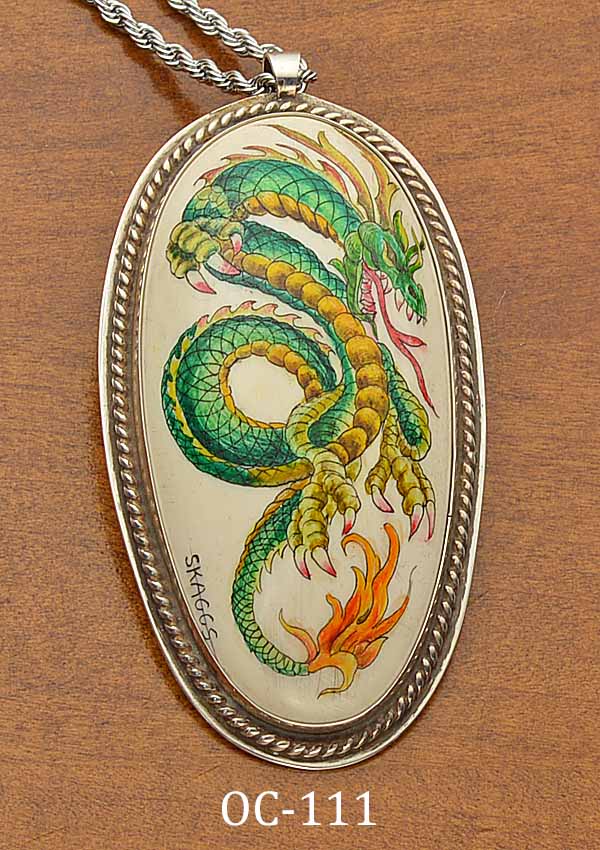 Dragon Scrimshaw Pendant