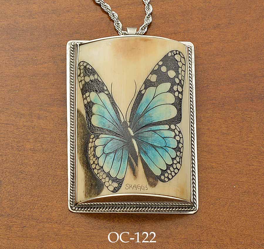 Butterfly Scrimshaw Pendant