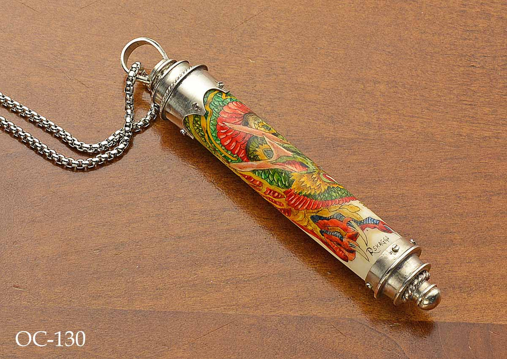 Dragon Barrel Scrimshaw Pendant