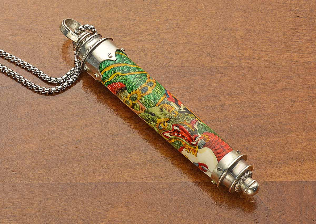 Dragon Barrel Scrimshaw Pendant