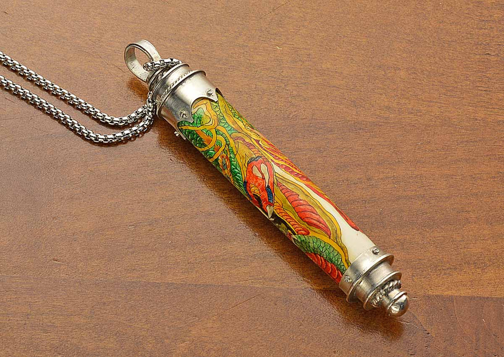 Dragon Barrel Scrimshaw Pendant