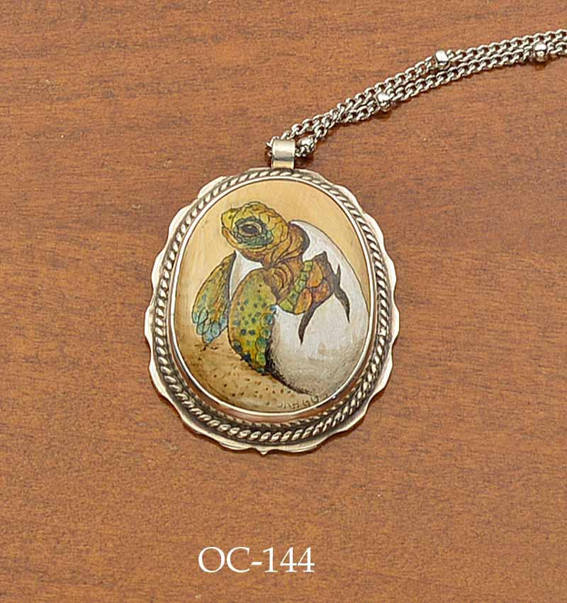 Hatching Sea Turtle Scrimshaw Pendant