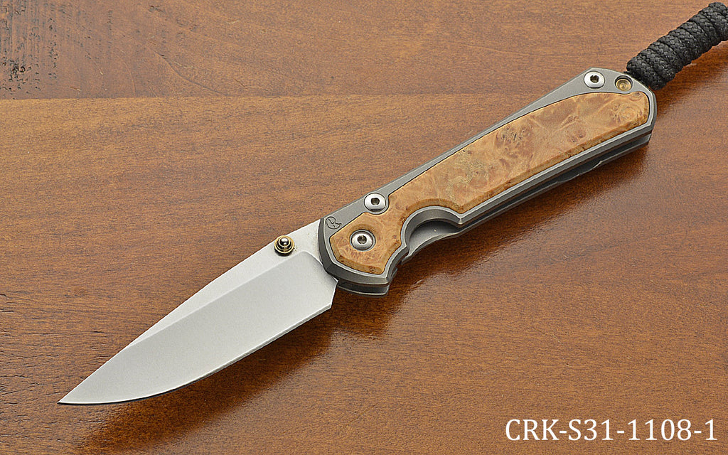 Pre-Owned Small Sebenza 31 Drop Point Box Elder Inlay