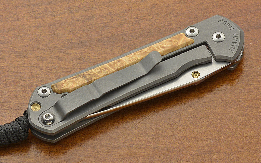 Small Sebenza 31 Tanto Magnacut Box Elder Inlay